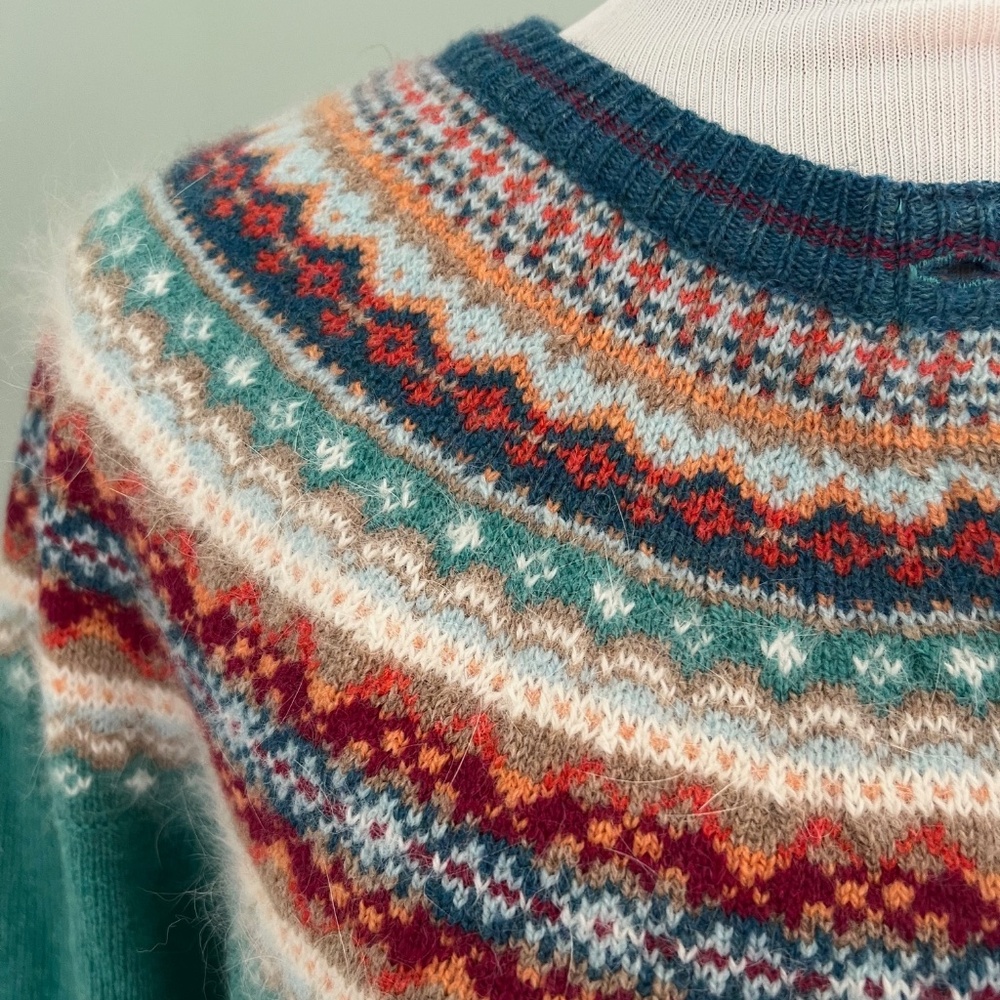 Eribe Scotland Knit Alpine Cardigan, Fair Isle, Size Large, Soft Wool/Angora - Picture 3 of 13